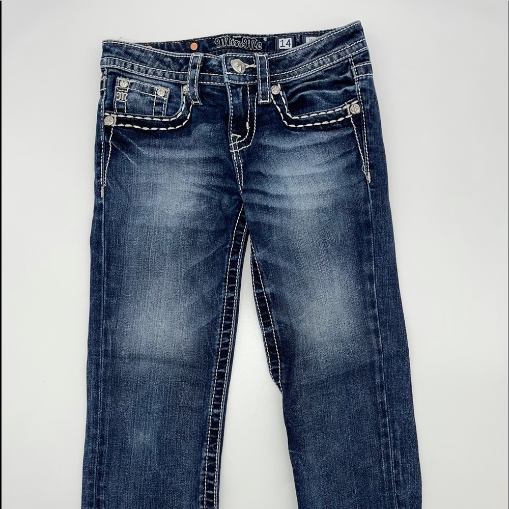 Miss Me Gorgeous Peace Back Pockets Jeans Girls size 14.